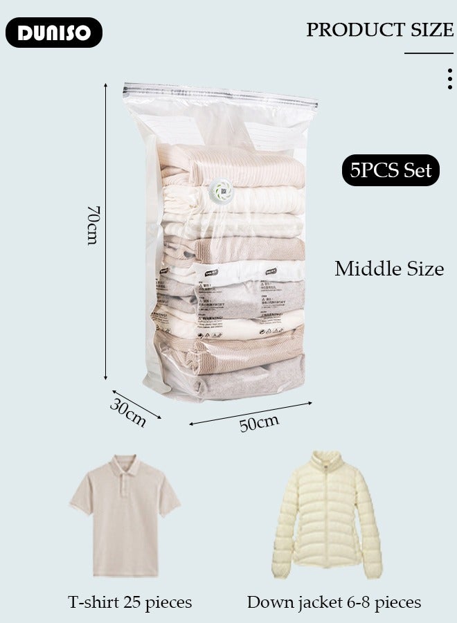 DUNISO 50*70*30 cm Cube Vacuum Storage Bags-5 Compression Bags No Pump or Pump Needed Reusable Compression Bags Large Space Saver Home Packing Organizers for Packing, Clothes, Comforters, Blankets - Image 4