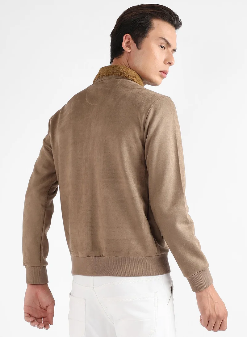 CAHOOT  Men's Beige Zip-Front Jacket With Fleece Collar for Men | Best Price UAE