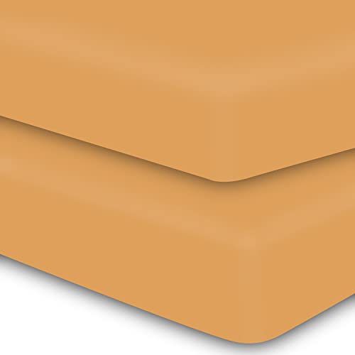 MOONQUEEN 2Pack Baby Fitted Crib Sheets  Soft Breathable Microfiber Toddler Nursery Sheet Set for Boys and Girls Fits Standard Size Crib Mattress 28 x 52 x 8in orangey
