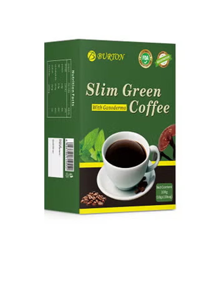 BURTON Slim Green Coffee, With Ganoderma, Lucidum Coffee, Natural Weight Loss Coffee with Reishi Mushroom for Better Digestion and Healthy Lifestyle, 18 Sticks per Box - Image 1