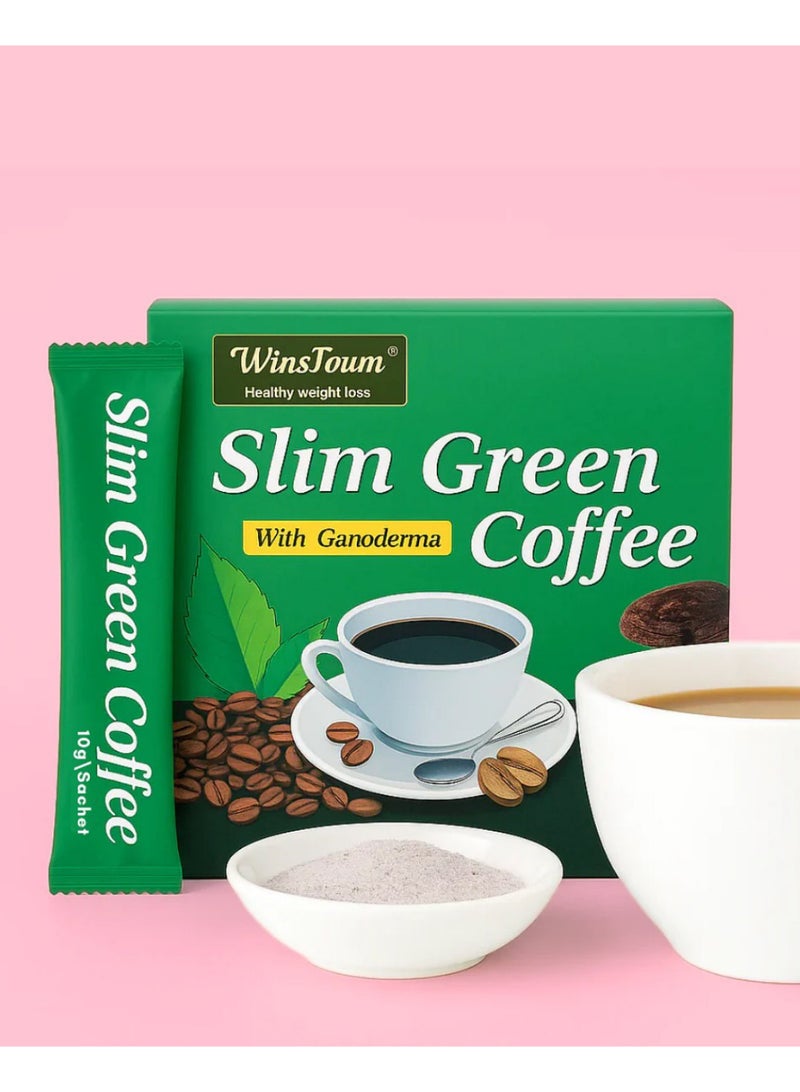 BURTON Slim Green Coffee, With Ganoderma, Lucidum Coffee, Natural Weight Loss Coffee with Reishi Mushroom for Better Digestion and Healthy Lifestyle, 18 Sticks per Box - Image 2