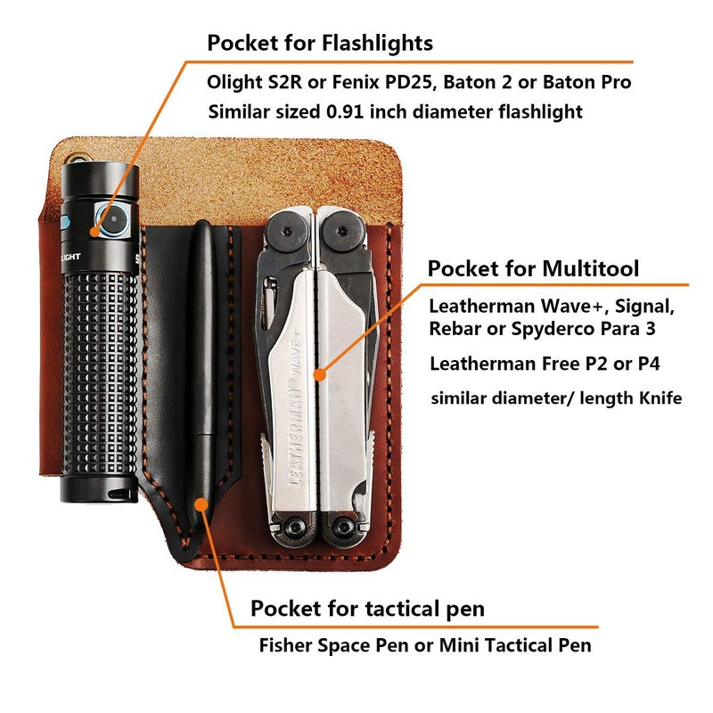 EASYANT Leather Men Pocket Organizer Leather EDC Tool Pouch Sheath Handmade Multitool Accessories Brown-Plus - Image 2
