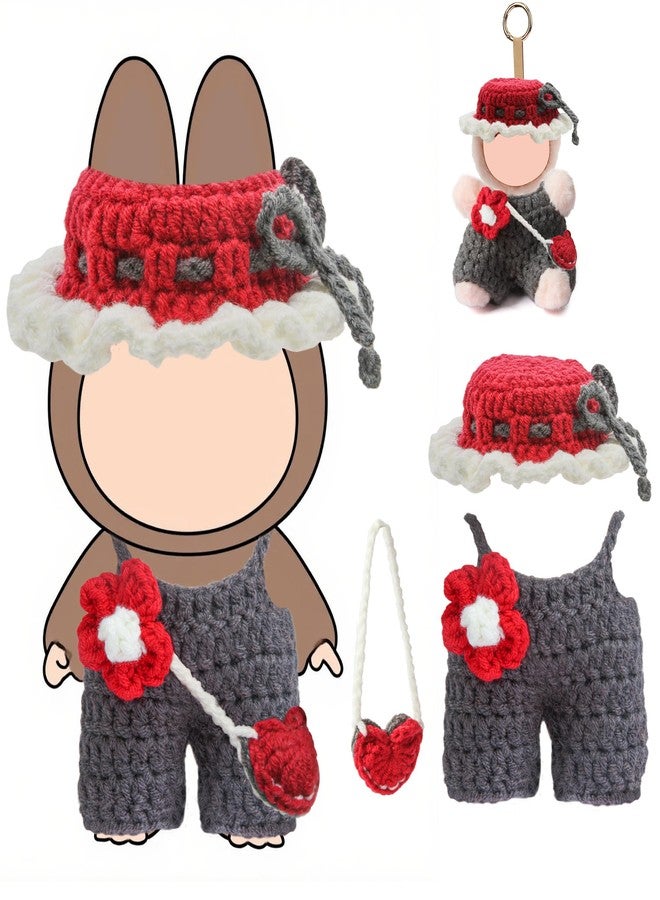 Voccim 17cm Doll Clothes - Purely Handmade Crochet Hat & Overalls & Heart-Shaped Bag, Handcrafted Outfits for 15-17cm Doll Accessories (NO Doll) - Image 1