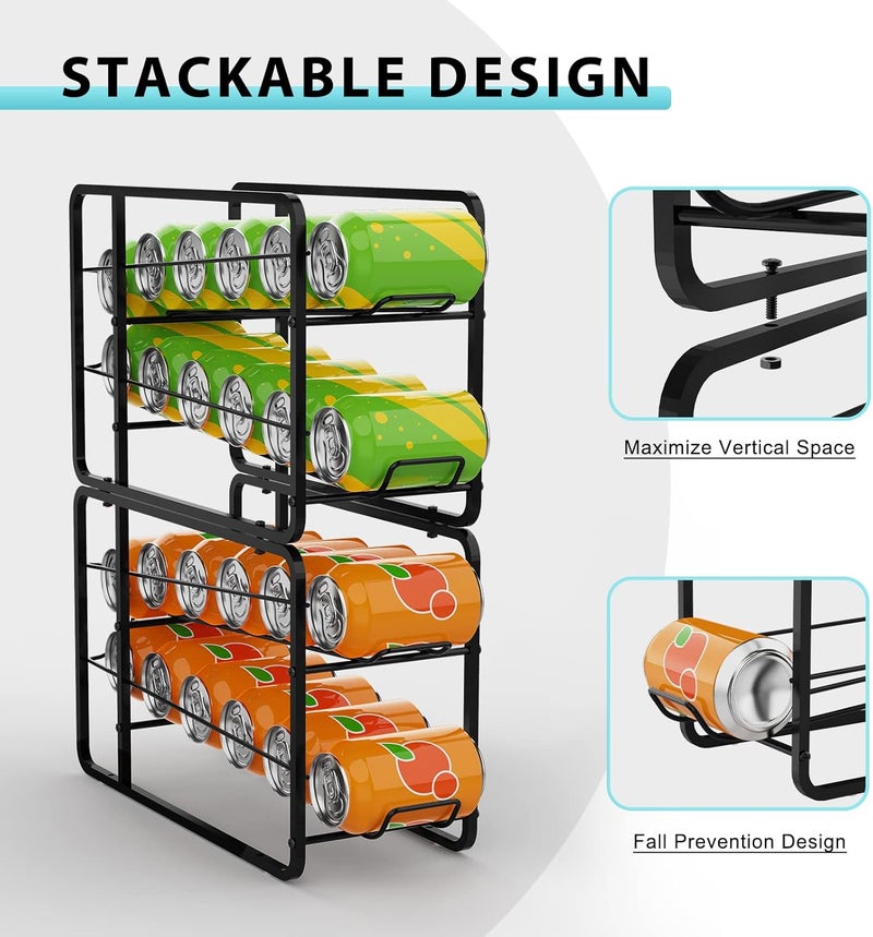 BTY Stackable Can Organizer for Pantry, Can Organizer Storage Rack, 4 Pack Can Food Organizer, Beverage Storage Holder for Refrigerator, Cabinet Can Dispenser for Pantry - Image 3