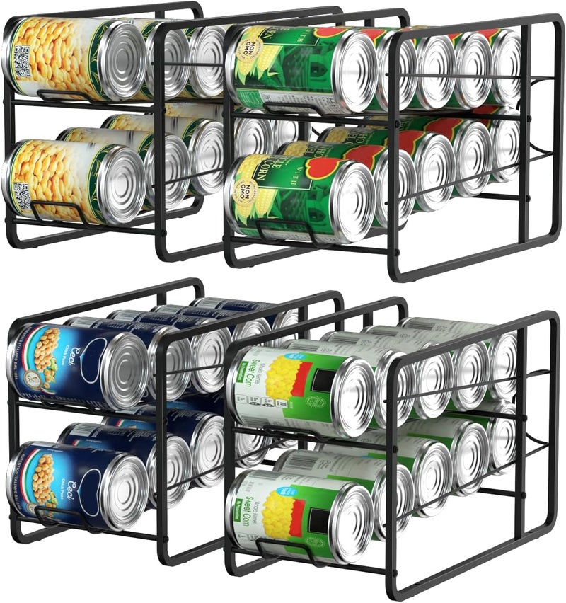 BTY Stackable Can Organizer for Pantry, Can Organizer Storage Rack, 4 Pack Can Food Organizer, Beverage Storage Holder for Refrigerator, Cabinet Can Dispenser for Pantry - Image 1