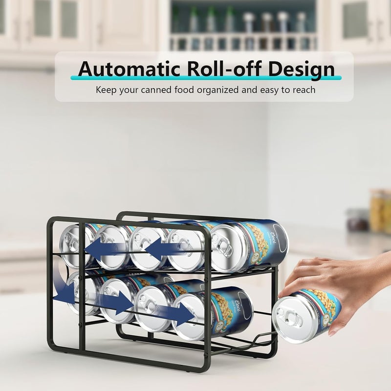 BTY Stackable Can Organizer for Pantry, Can Organizer Storage Rack, 4 Pack Can Food Organizer, Beverage Storage Holder for Refrigerator, Cabinet Can Dispenser for Pantry - Image 2