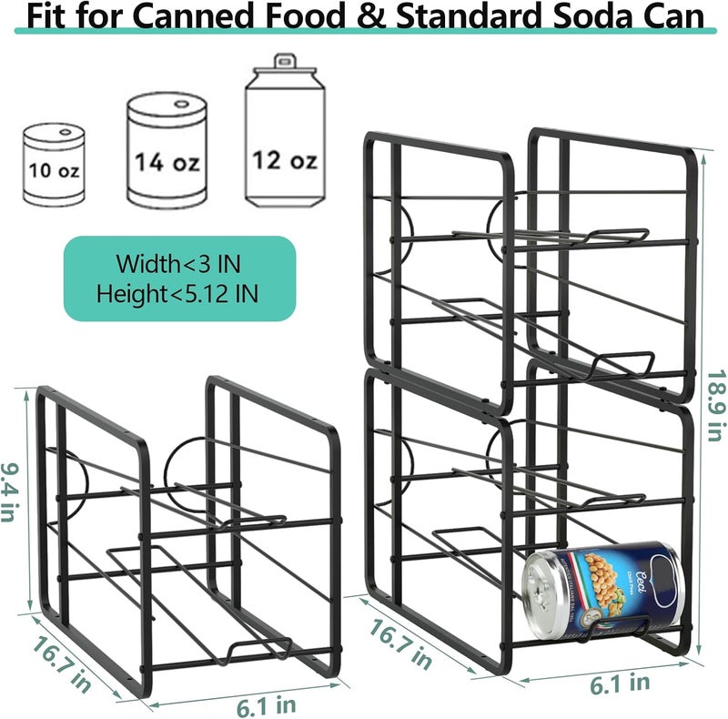 BTY Stackable Can Organizer for Pantry, Can Organizer Storage Rack, 4 Pack Can Food Organizer, Beverage Storage Holder for Refrigerator, Cabinet Can Dispenser for Pantry - Image 4