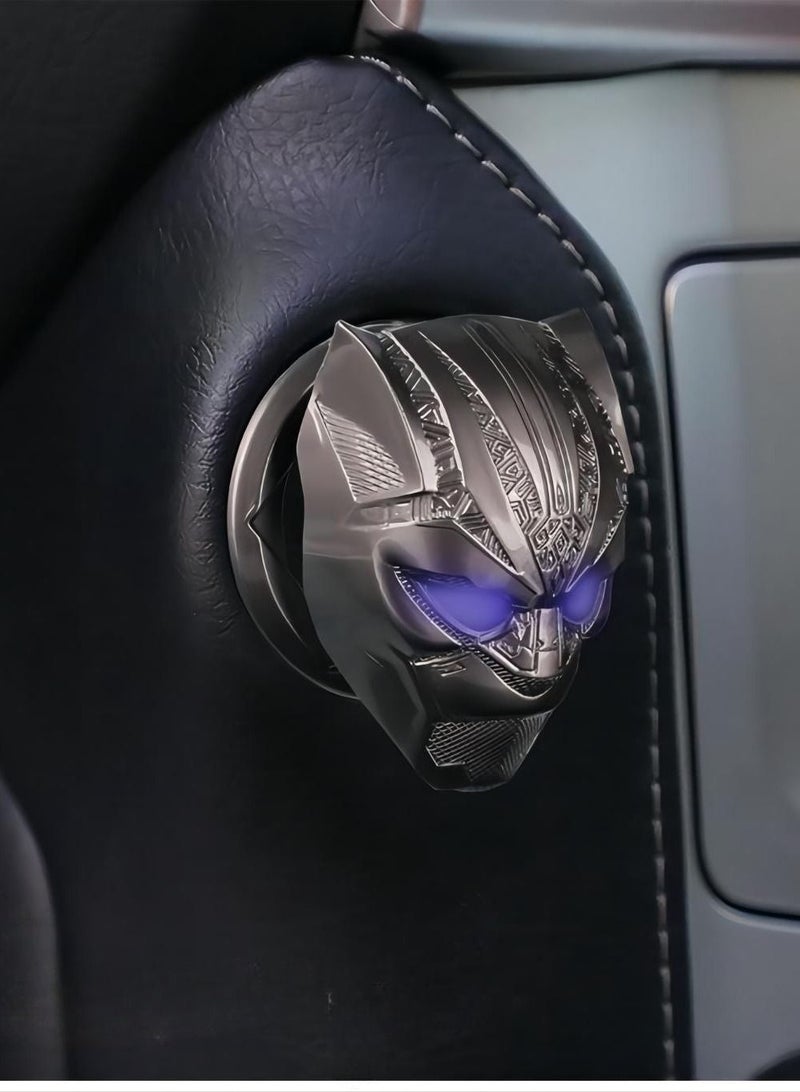 SYOSI Car Engine Start Cover of Black Panther Push, Start Stop Button Cover Replacement Push Button Car Engine Start Stop Trim Protector Key Ring Circle Cover 3D Car Interior Accessory Light Black - Image 2