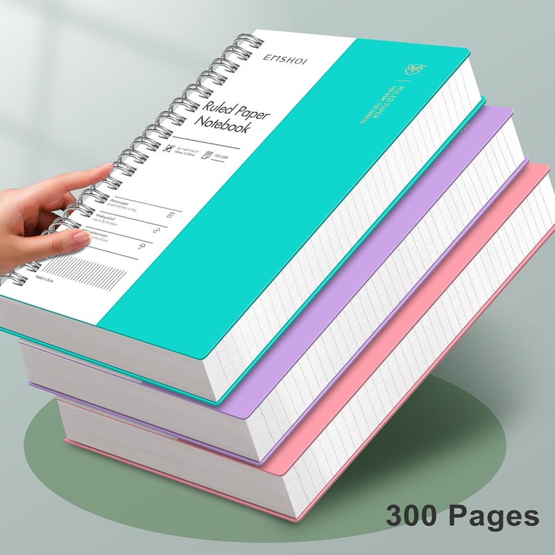EMSHOI B5 Spiral Notebook College Ruled Lined Journal, Large 7.48" X 10.15", 300 Pages/150 Sheets, 100gsm Thick Paper, Waterproof Hardcover, for Office School Women Men Work Writing Notes-LightBlue - Image 5