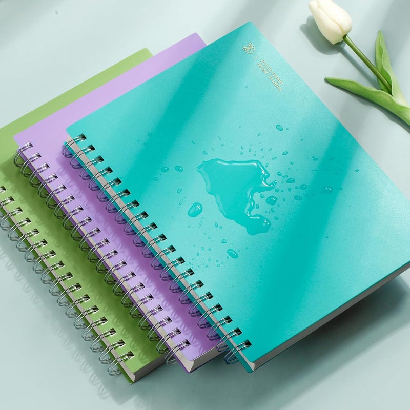 EMSHOI B5 Spiral Notebook College Ruled Lined Journal, Large 7.48" X 10.15", 300 Pages/150 Sheets, 100gsm Thick Paper, Waterproof Hardcover, for Office School Women Men Work Writing Notes-LightBlue - Image 4