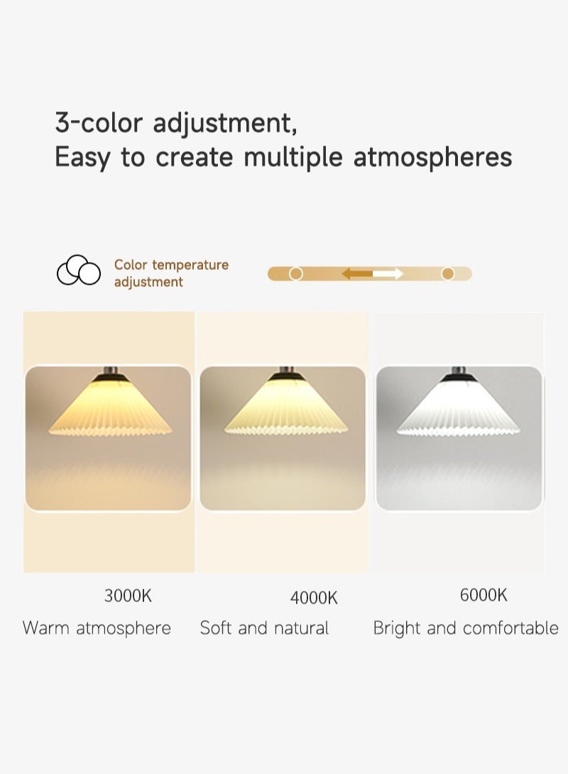 Sharpdo Modern 12 watts LED Floor Lamp With 3 Colors Switchable With Adjustable Height For Living Room Bedroom With Pleated Fabric Lampshade Black 180x26cm - Image 2