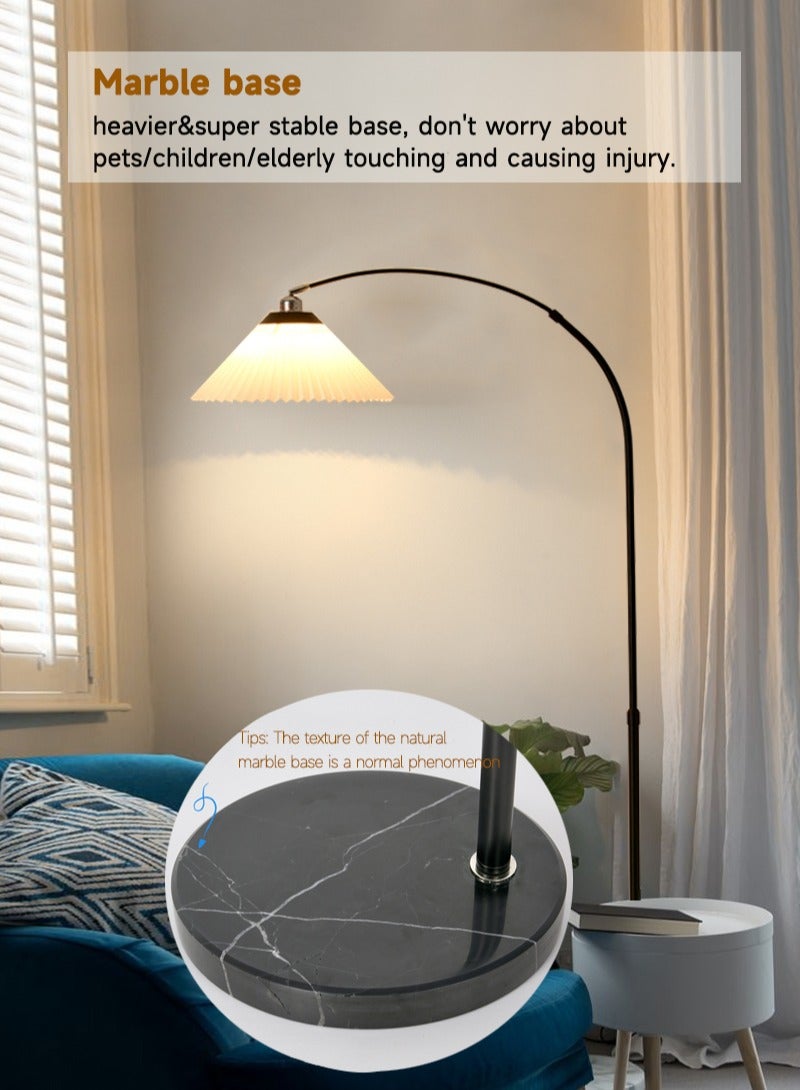 Sharpdo Modern 12 watts LED Floor Lamp With 3 Colors Switchable With Adjustable Height For Living Room Bedroom With Pleated Fabric Lampshade Black 180x26cm - Image 5