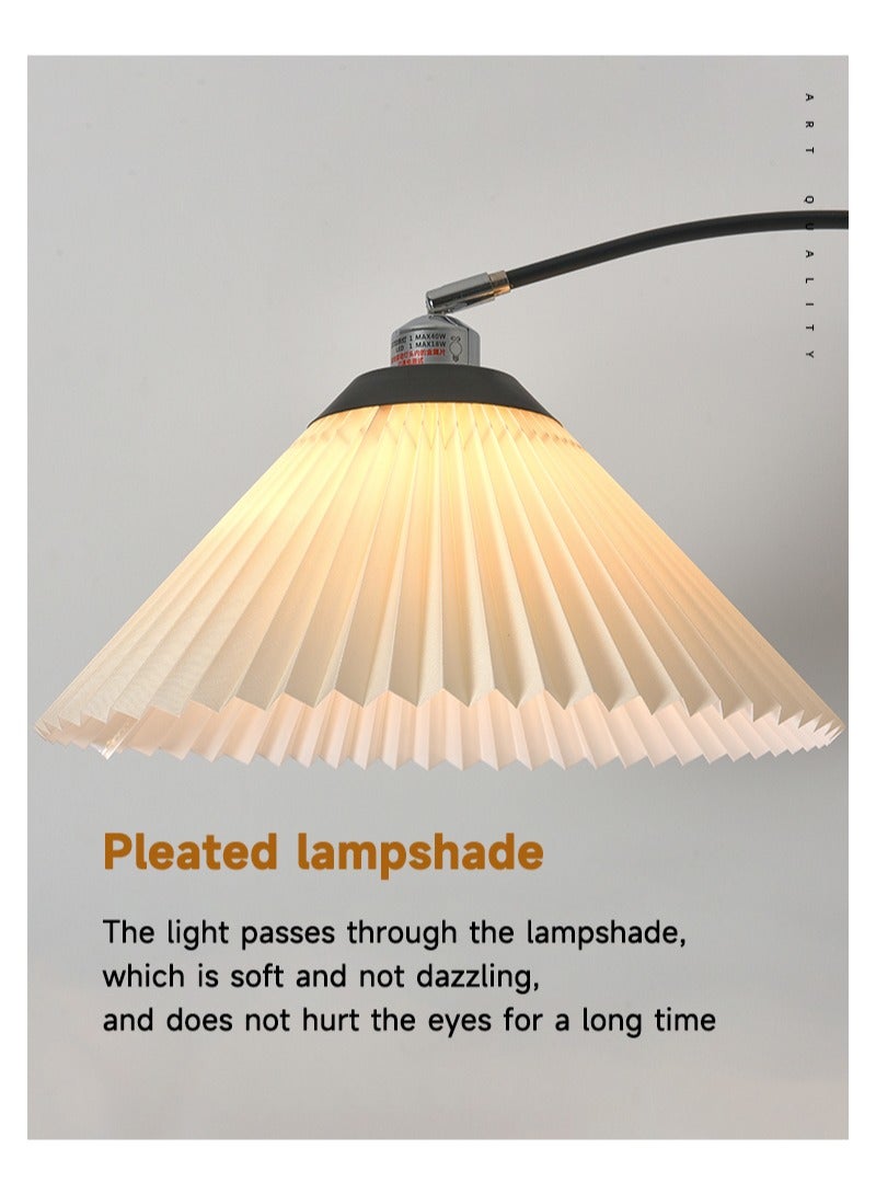 Sharpdo Modern 12 watts LED Floor Lamp With 3 Colors Switchable With Adjustable Height For Living Room Bedroom With Pleated Fabric Lampshade Black 180x26cm - Image 4