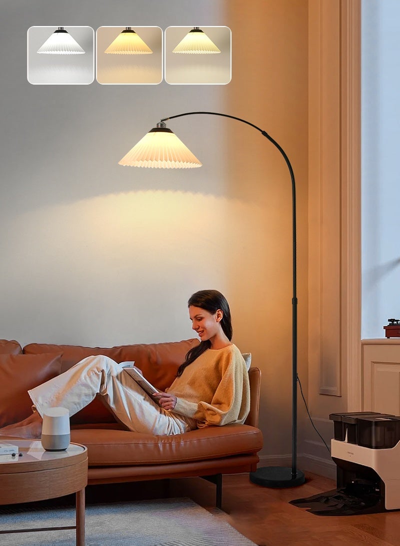 شاربدو مصباح أرضي LED حديث 12 واط مع 3 ألوان قابلة للتحويل مع ارتفاع قابل للتعديل لغرفة النوم في غرفة المعيشة مع عاكس الضوء من القماش مطوي أسود 180x26 سم - Image 1