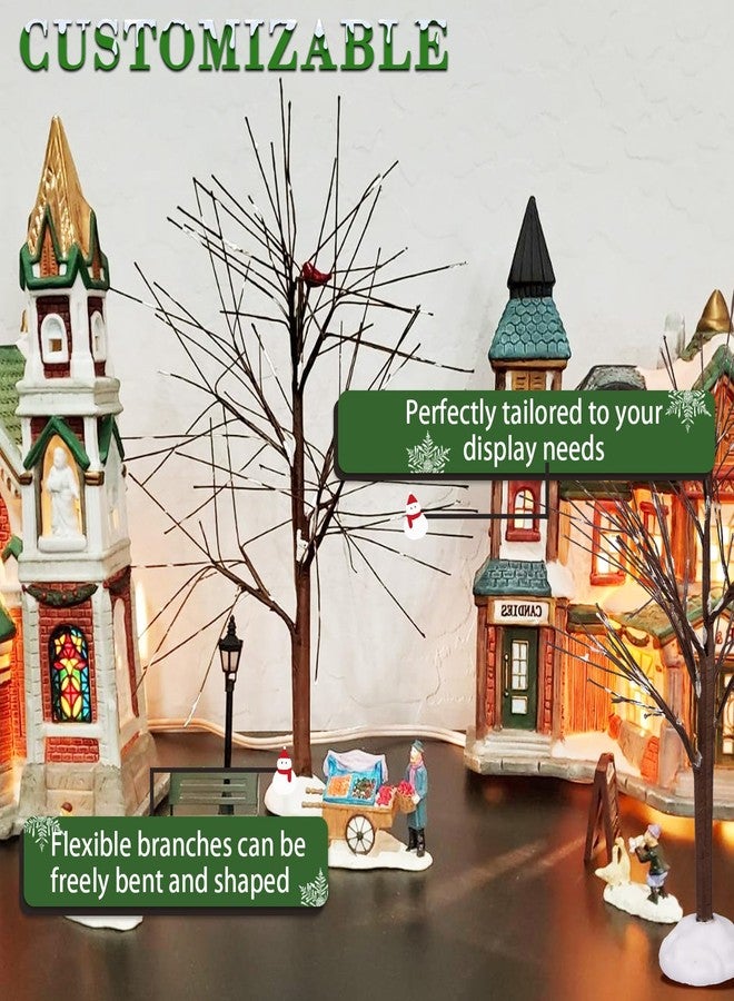Neowah Village Bare Branch Trees, Brown Decorative Figurines with Cardinals, Set of 6, 7.5-12 Inches - Image 2