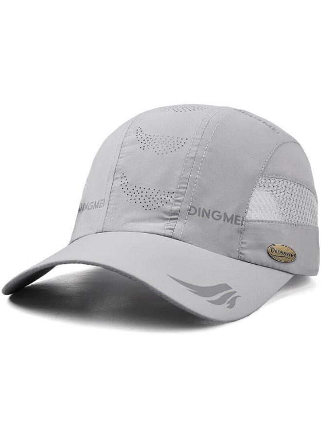 Denssyne Light Grey Quick-dry Baseball Cap For Men And Women, Breathable Sun Protection Outdoor Running Lightweight Sports Sun Hat - Image 3