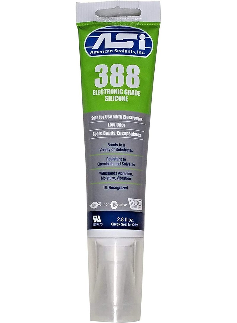 ASI 388 Clear Electronic Grade Silicone - 2.8 oz Squeeze Tube