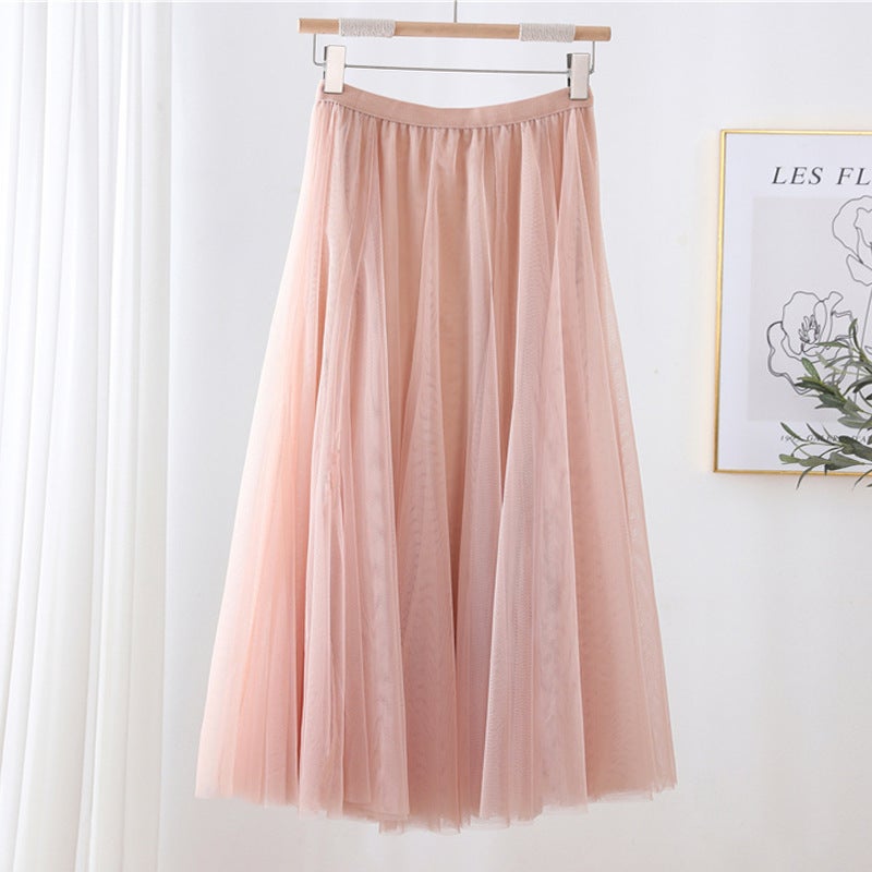 Generic Vessel Skirt Womens Skirt Spring and Autumn Pleated Skirt Womens High Waist 720 Degree Large Swing Long Skirt A- Line Skirt Dance Skirt Lotus root powder