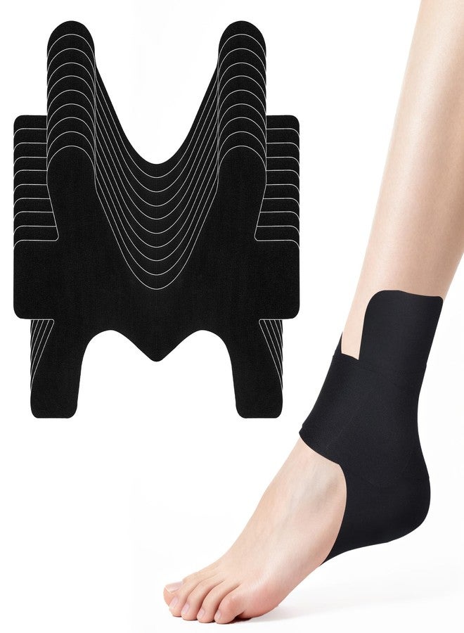 EPDPLAY 10 Pcs Precut Kinesiology Ankle Tape, Breathable Elastic Athletic Tape, Ankle Pain Relief, Sprain Prevention, Ligament Support - Black - Image 1