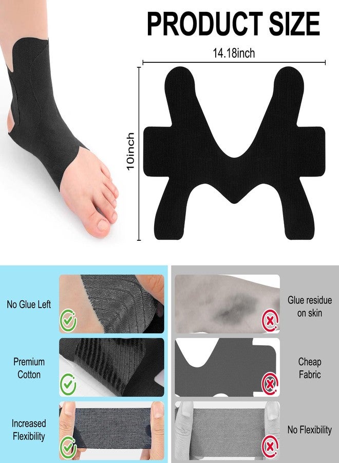 EPDPLAY 10 Pcs Precut Kinesiology Ankle Tape, Breathable Elastic Athletic Tape, Ankle Pain Relief, Sprain Prevention, Ligament Support - Black - Image 2