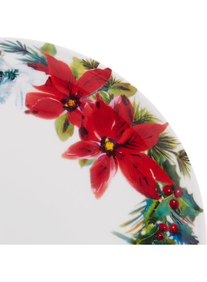 Mikasa Hope Joy Holiday Poinsettia Bone China Lightweight Chip Resistant 16 Piece Dinnerware Set Service for 4 Multicolor - Image 3