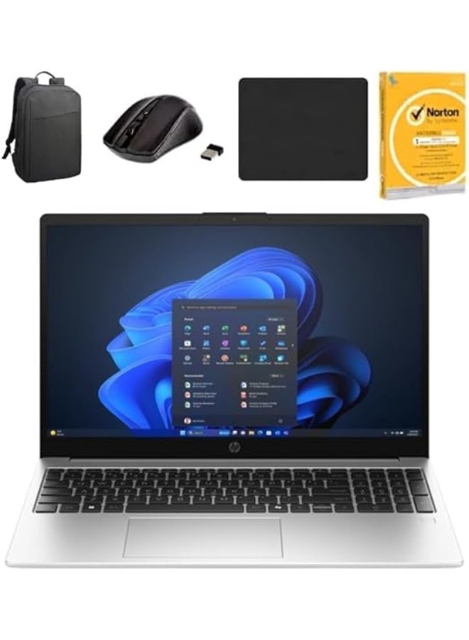 HP 255R G10 AMD Ryzen 5 Laptop, 15.6 Inch, Full HD Display, AMD Ryzen 5 7535U Processor, 8 GB LPDDR5 RAM, 512 GB SSD, Integrated AMD Radeon Graphics, Wi-Fi 6, Windows 11, Silver English/Arabic silver - Image 1