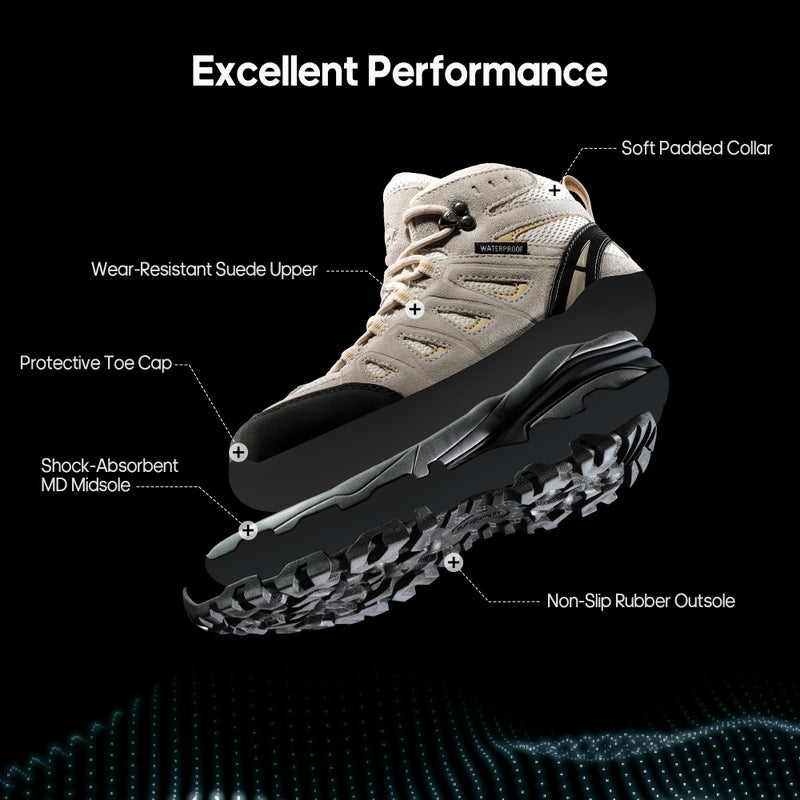 NORTIV 8 Women's Waterproof Hiking Boots Outdoor Trekking Camping Trail Hiking Boot Seeker,Size 8,Taupe,Seeker - Image 3