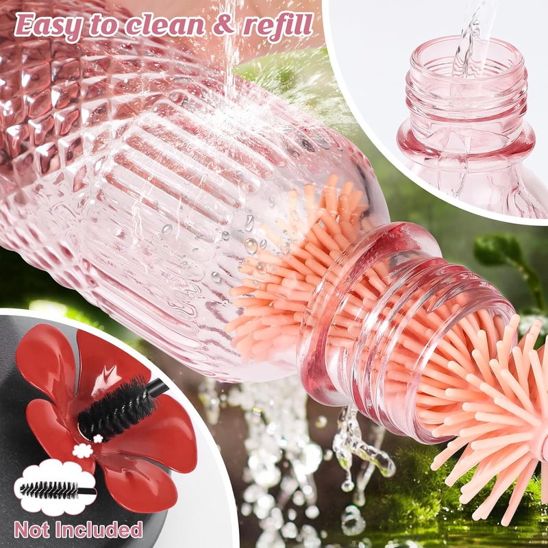 FEED GARDEN Glass Hummingbird Feeders for Outdoors, 16 OZ Pink Hummingbird Feeder with 4 Bee Guard Feeding Ports & Built-in Ant Moat, Humming Bird Feeder, Gifts for Women Mom,1 Pack - Image 4