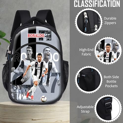 Ronaldo 18 Inch Unisex Laptop Backpack - Printed Travel, School, College & Office Multi-Utility Daypack with Printed Design - Image 4