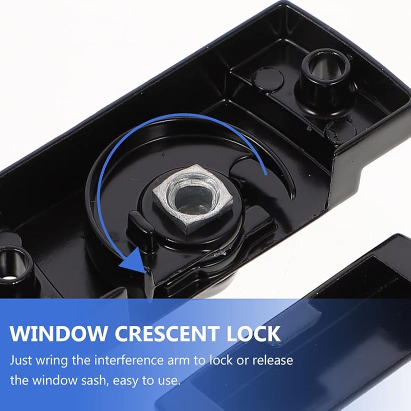 أقفال قفل إطار النافذة الأسود الآمنة للأطفال سهلة التركيب أقفال هلالية - Image 5