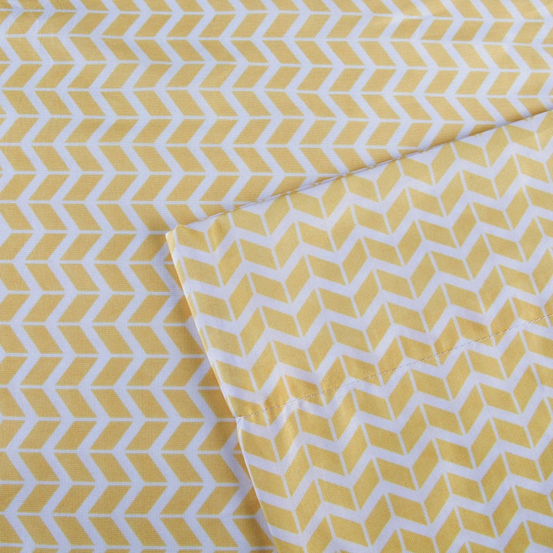 Intelligent Design Microfiber Bed Sheet Set Wrinkle Resistant, Soft Sheets with 12" Pocket, Modern, All Season, Cozy Bedding-Set, Matching Pillow Case, Twin, Yellow Chveron, 3 Piece - Image 2
