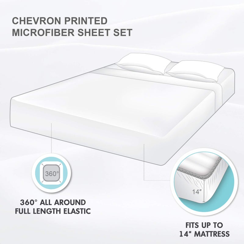 Intelligent Design Microfiber Bed Sheet Set Wrinkle Resistant, Soft Sheets with 12" Pocket, Modern, All Season, Cozy Bedding-Set, Matching Pillow Case, Twin, Yellow Chveron, 3 Piece - Image 5
