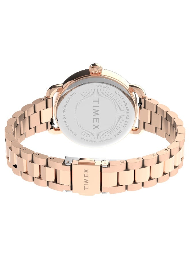 تيميكس ساعة TIMEX النسائية بعِلبة نحاسية ذهبية وردية وسوار من الفولاذ المقاوم للصدأ باللون الوردي الذهبي - Image 4