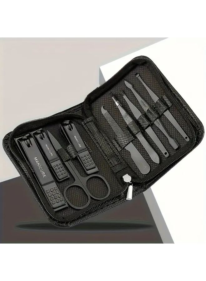 6 Pcs Black Stainless Steel Nail and Foot Care Set Portable Beauty Kit With Nail Clippers Scissors Files Nail Art Tools Classic Style For Home Or Travel Use - Image 5