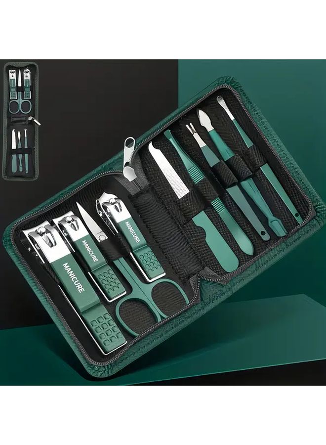 6 Pcs Black Stainless Steel Nail and Foot Care Set Portable Beauty Kit With Nail Clippers Scissors Files Nail Art Tools Classic Style For Home Or Travel Use - Image 2