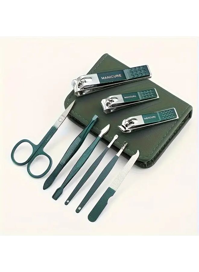 6 Pcs Black Stainless Steel Nail and Foot Care Set Portable Beauty Kit With Nail Clippers Scissors Files Nail Art Tools Classic Style For Home Or Travel Use - Image 1