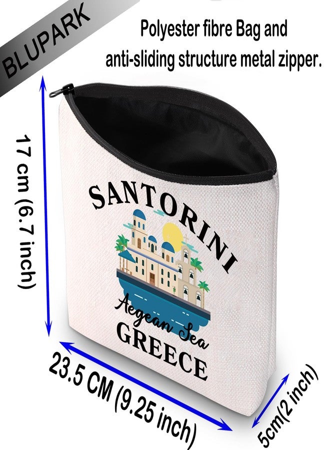 BLUPARK Greece Travel Souvenir Cosmetic Bag Greek Island Gift Santorini Greece Makeup Bag Greece Lover Gift (Santorini) - Image 2