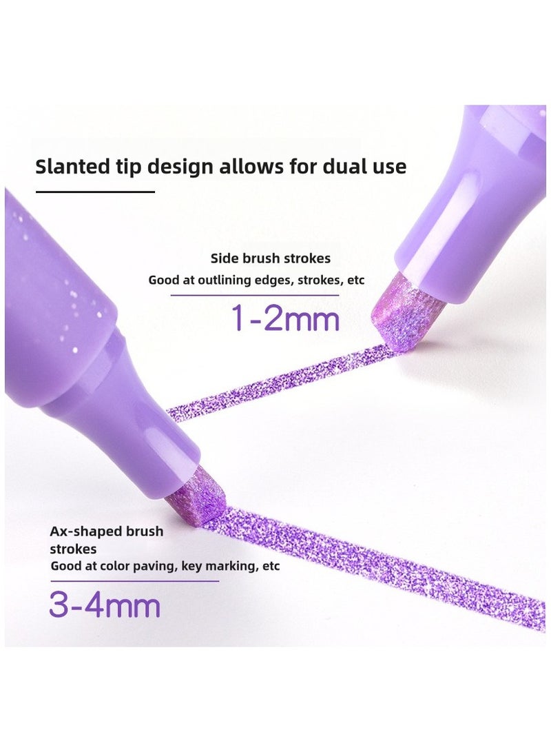 12-Piece Glitter Markers Highlighter Pens, Brightly and Sparkle Effects, 12 Different Glitter Colors,Ideal for Office Highlighting, Classroom Note Marking, Kids Adults DIY Drawing And Graffiti - Image 2
