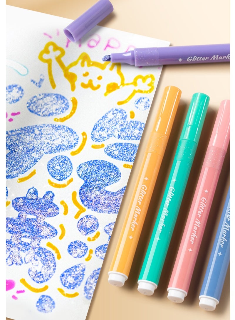 12-Piece Glitter Markers Highlighter Pens, Brightly and Sparkle Effects, 12 Different Glitter Colors,Ideal for Office Highlighting, Classroom Note Marking, Kids Adults DIY Drawing And Graffiti - Image 5