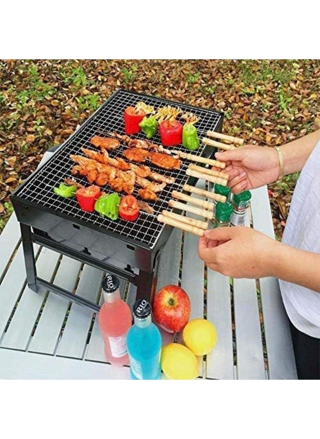 GO2CAMPS - GO2CAMPS Portable Charcoal BBQ Grill (35X27cm) | Tabletop Charcoal Barbeque Grill Foldable Stainless Steel Barbecue Charcoal Stove with Plating Grid for Camping, Hiking, Picnics and Outdoor Cooking - Image 1