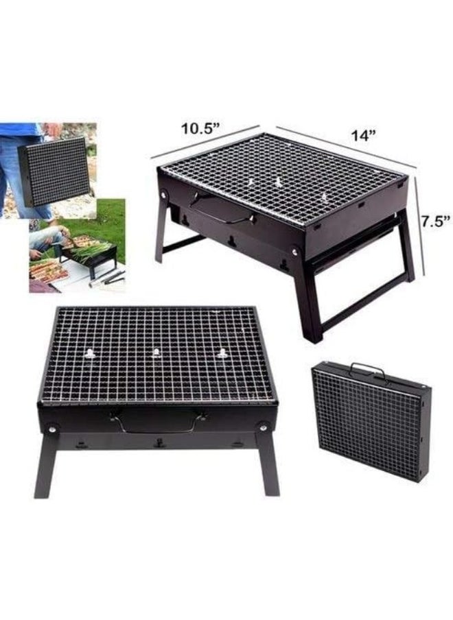 GO2CAMPS - GO2CAMPS Portable Charcoal BBQ Grill (35X27cm) | Tabletop Charcoal Barbeque Grill Foldable Stainless Steel Barbecue Charcoal Stove with Plating Grid for Camping, Hiking, Picnics and Outdoor Cooking - Image 1