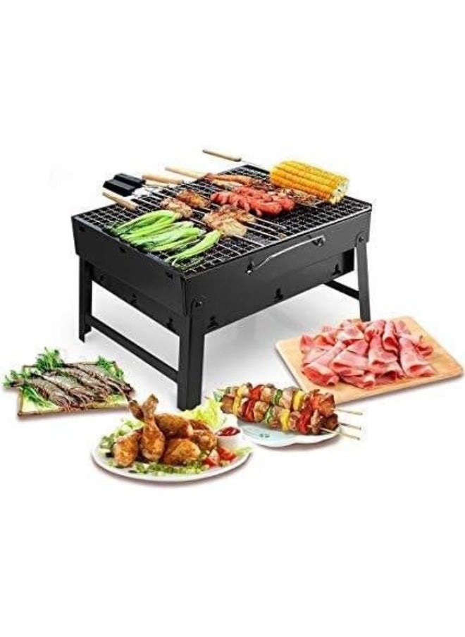 GO2CAMPS - GO2CAMPS Portable Charcoal BBQ Grill (35X27cm) | Tabletop Charcoal Barbeque Grill Foldable Stainless Steel Barbecue Charcoal Stove with Plating Grid for Camping, Hiking, Picnics and Outdoor Cooking - Image 1