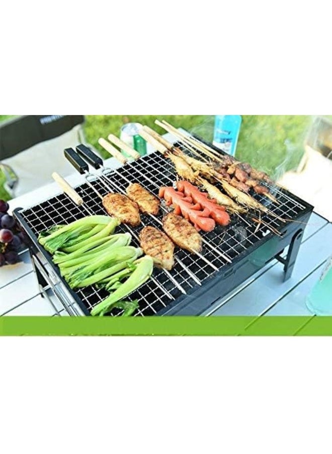 GO2CAMPS - GO2CAMPS Portable Charcoal BBQ Grill (35X27cm) | Tabletop Charcoal Barbeque Grill Foldable Stainless Steel Barbecue Charcoal Stove with Plating Grid for Camping, Hiking, Picnics and Outdoor Cooking - Image 1