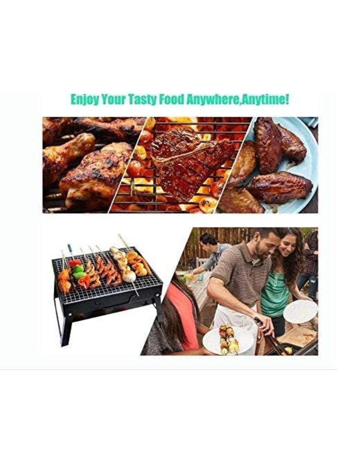 GO2CAMPS - GO2CAMPS Portable Charcoal BBQ Grill (35X27cm) | Tabletop Charcoal Barbeque Grill Foldable Stainless Steel Barbecue Charcoal Stove with Plating Grid for Camping, Hiking, Picnics and Outdoor Cooking - Image 1