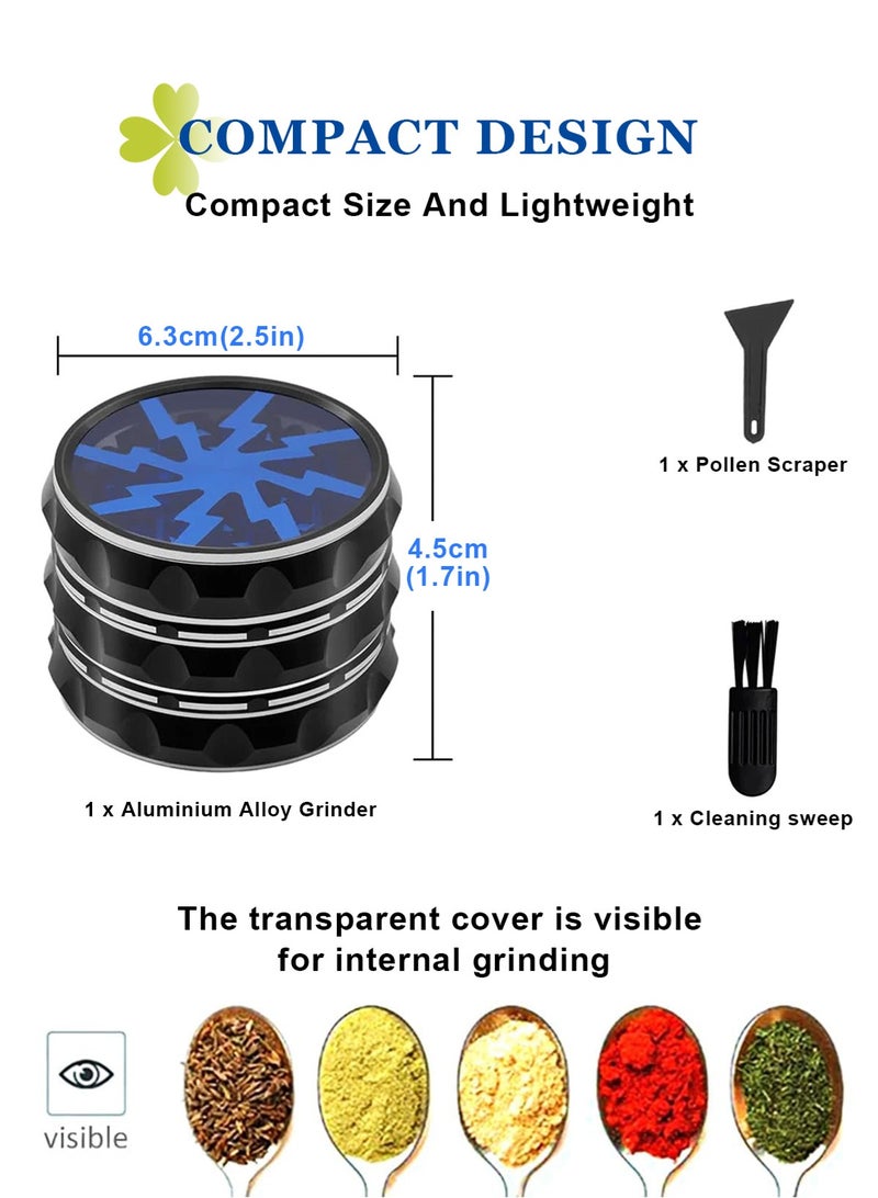 هومار كيت مطحنة توابل 2.5 بوصة، مطحنة من سبائك الألومنيوم للمطبخ، مطحنة أعشاب محمولة للتوابل باللون الأزرق - Image 2