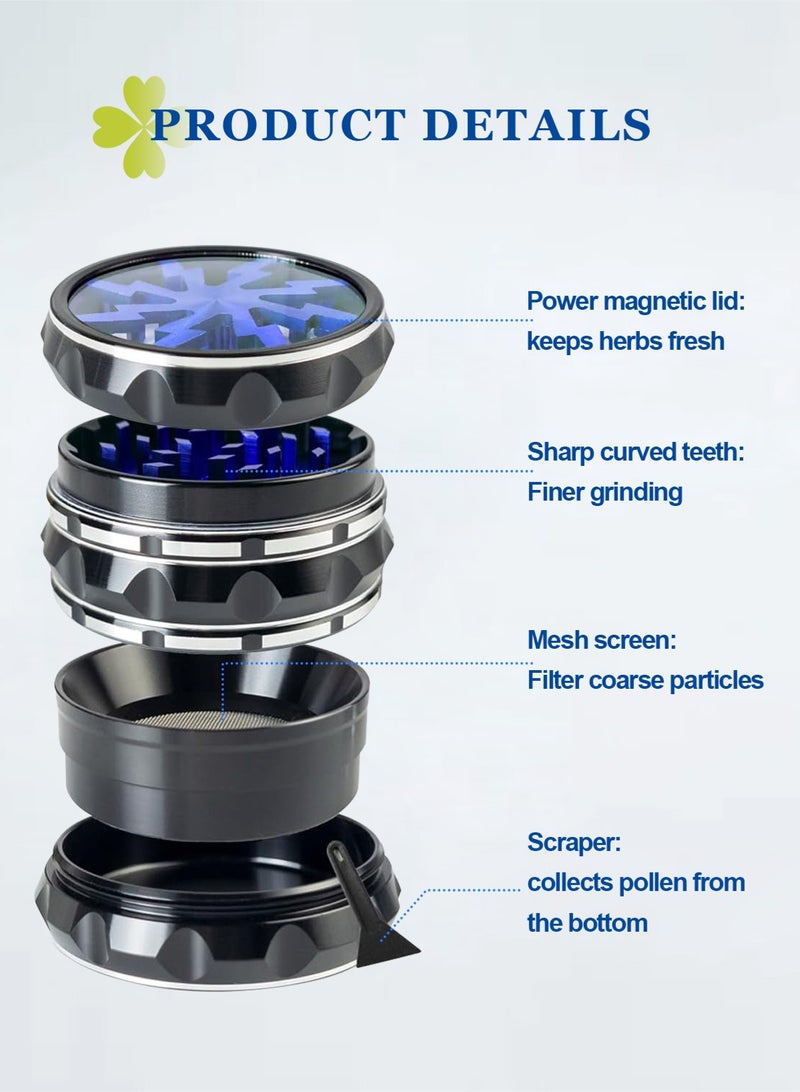 هومار كيت مطحنة توابل 2.5 بوصة، مطحنة من سبائك الألومنيوم للمطبخ، مطحنة أعشاب محمولة للتوابل باللون الأزرق - Image 4