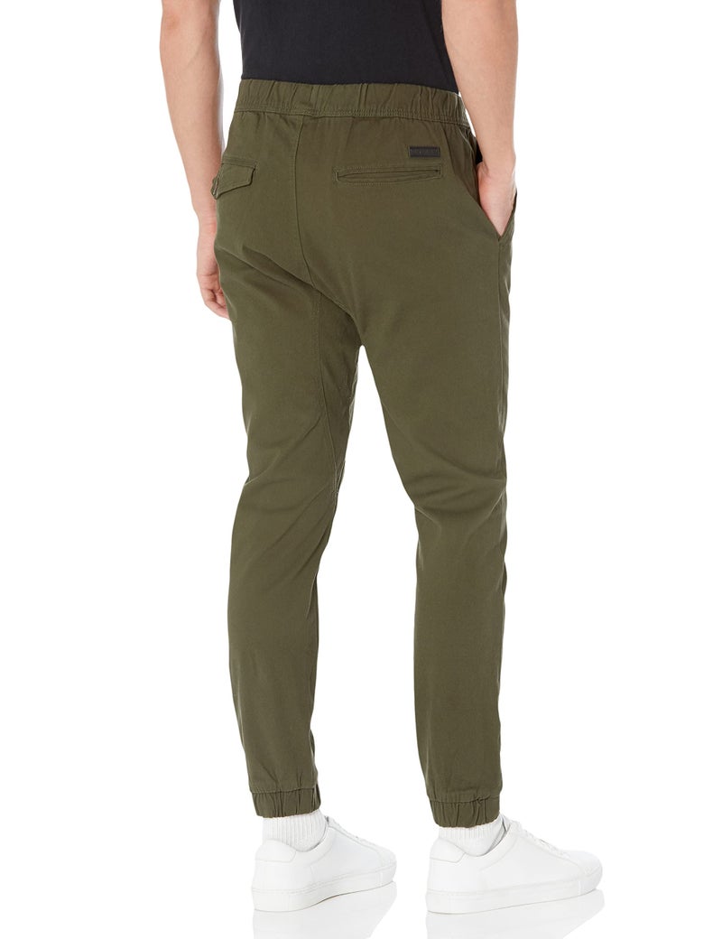 WT02 Men's Twill Jogger Pants, Olive, Medium - Image 2