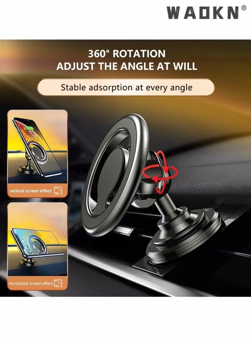 WAOKN Compatible for MagSafe Car Mount for iPhone, Dashboard 360° Rotation Magnetic Car Mount, Cell Phone Holder for MagSafe iPhone 15/14/13 All Smart Phones (Black)  - Image 5