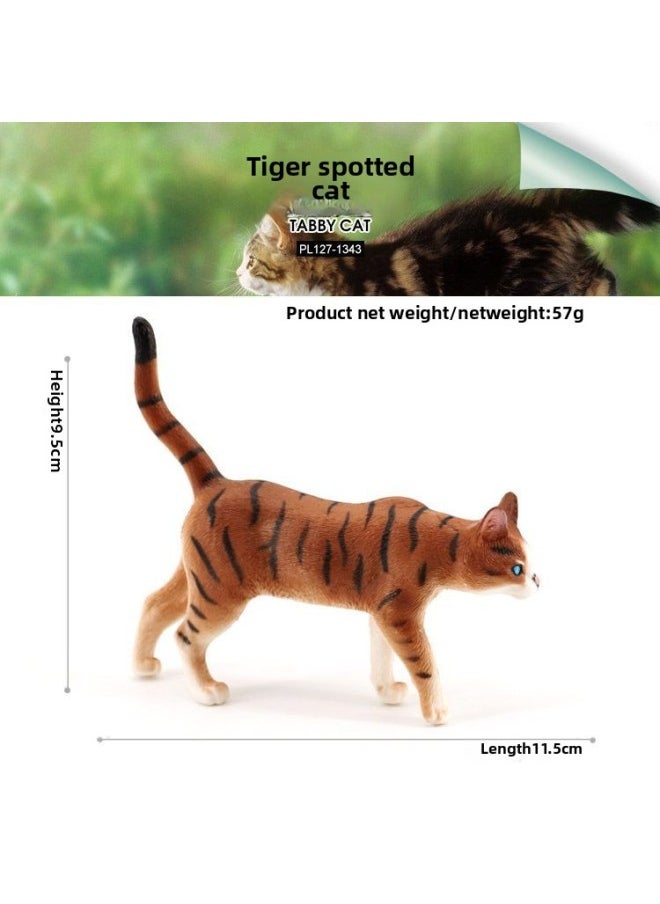 Generic - Children's Simulation Animal Model Pet Cat Black And White Cat Persian Cat Siamese Cat Yin And Yang Eye Cat Cognitive Toy Ornaments-Color:PL127-1343 Tabby Cat - Image 1