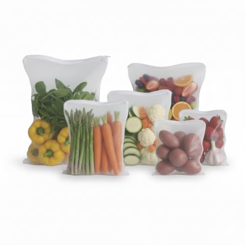 Gowloz Mesh Vegetable Bags Pack of 6 with Zipper | Reusable Washable Produce Storage Bags for Fruits & Vegetables - Image 1